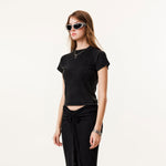 Crew Neck Ribbed Crop T Shirt 8oz