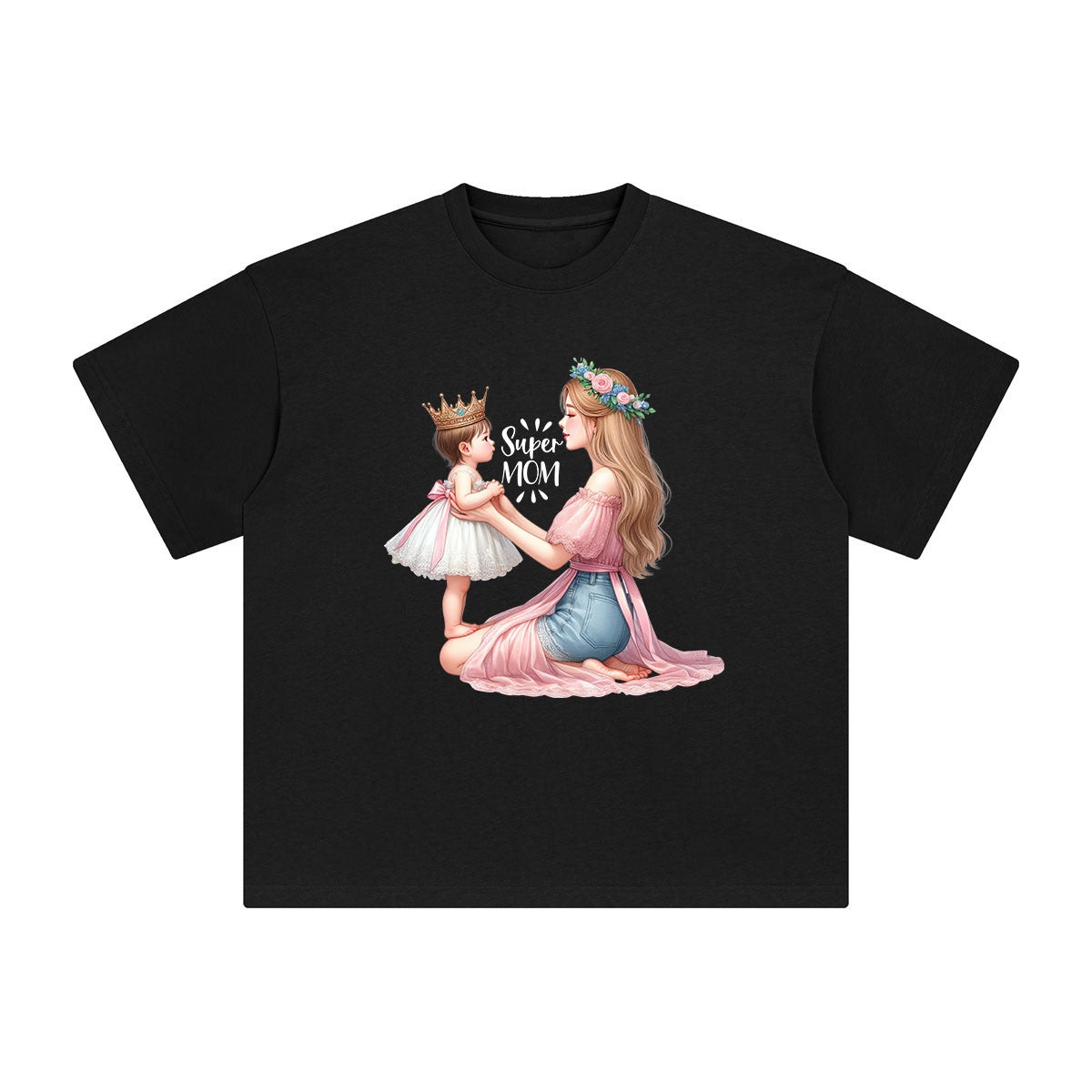Super Mom & Baby Graphic Tee-INNBLAC Fashion Apparel