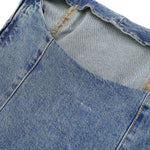 Falda vaquera con bordado de perlas y lavado vintage