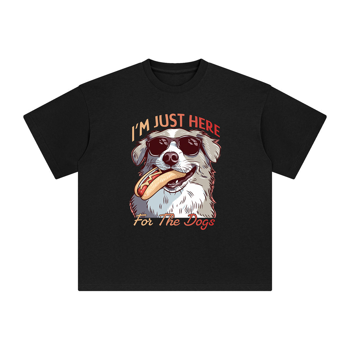 Dog Eating Hotdogs Graphic Tee-INNBLAC Fashion Apparel