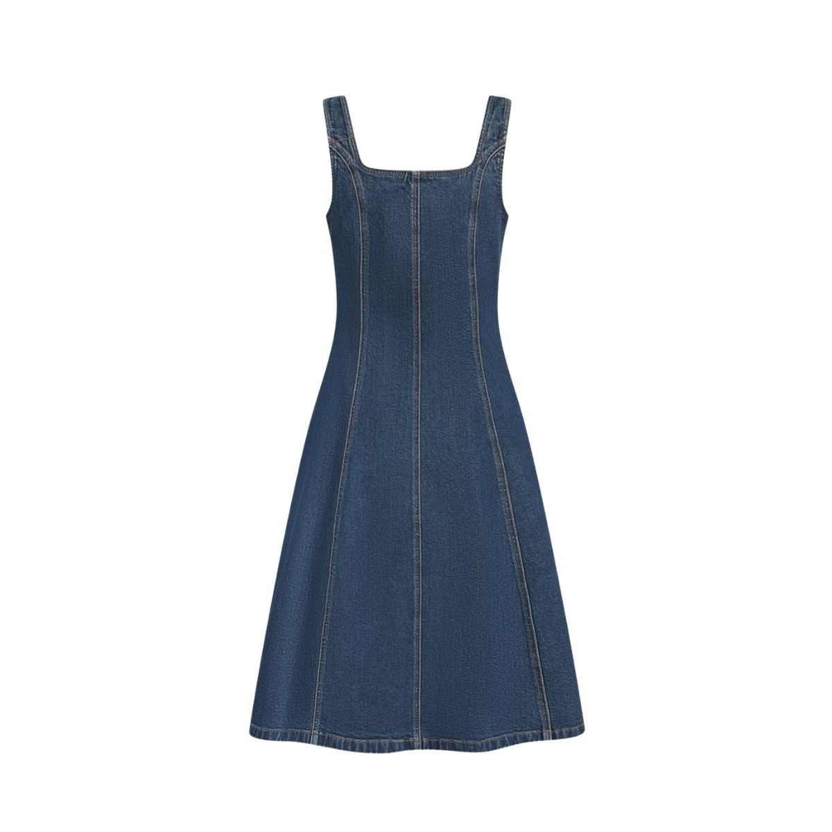 Button-Front Denim A-Line Dress