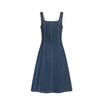 Button-Front Denim A-Line Dress