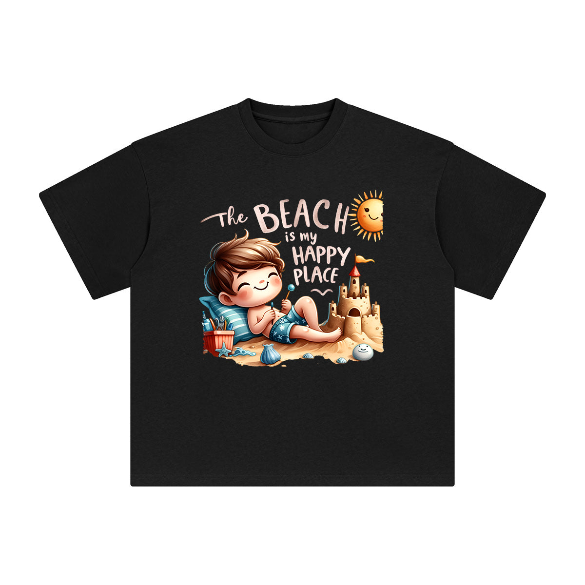 The Beach Is My Happy Place Graphic Tee-INNBLAC Fashion Apparel