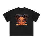 Peeking Boo Girl Graphic Tee-INNBLAC Fashion Apparel