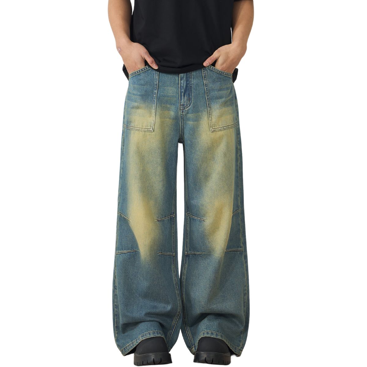 Muddy WashedVintage Washed Pleated Knee Jeans