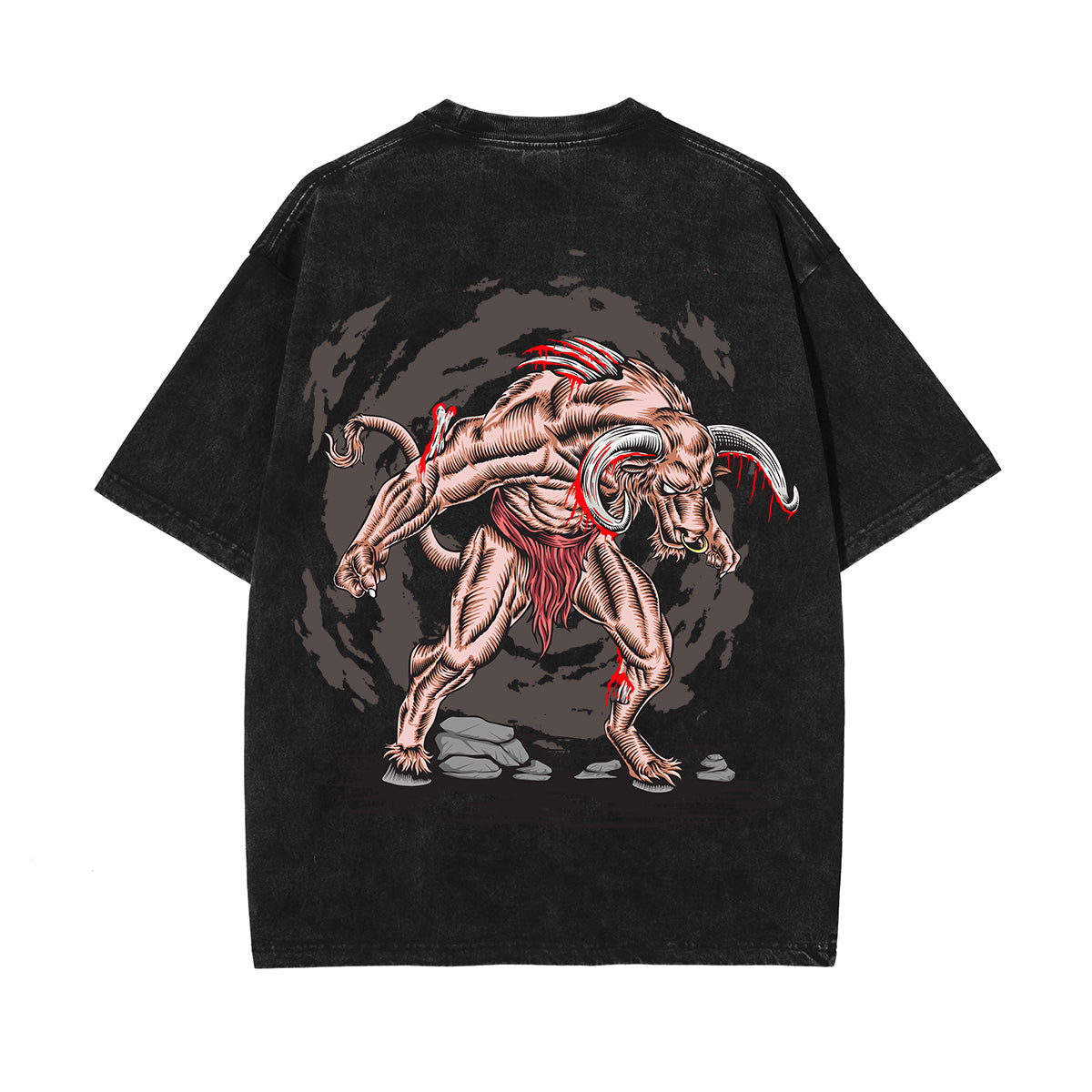Bull Beast Graphic Washed Tee-INNBLAC Fashion Apparel