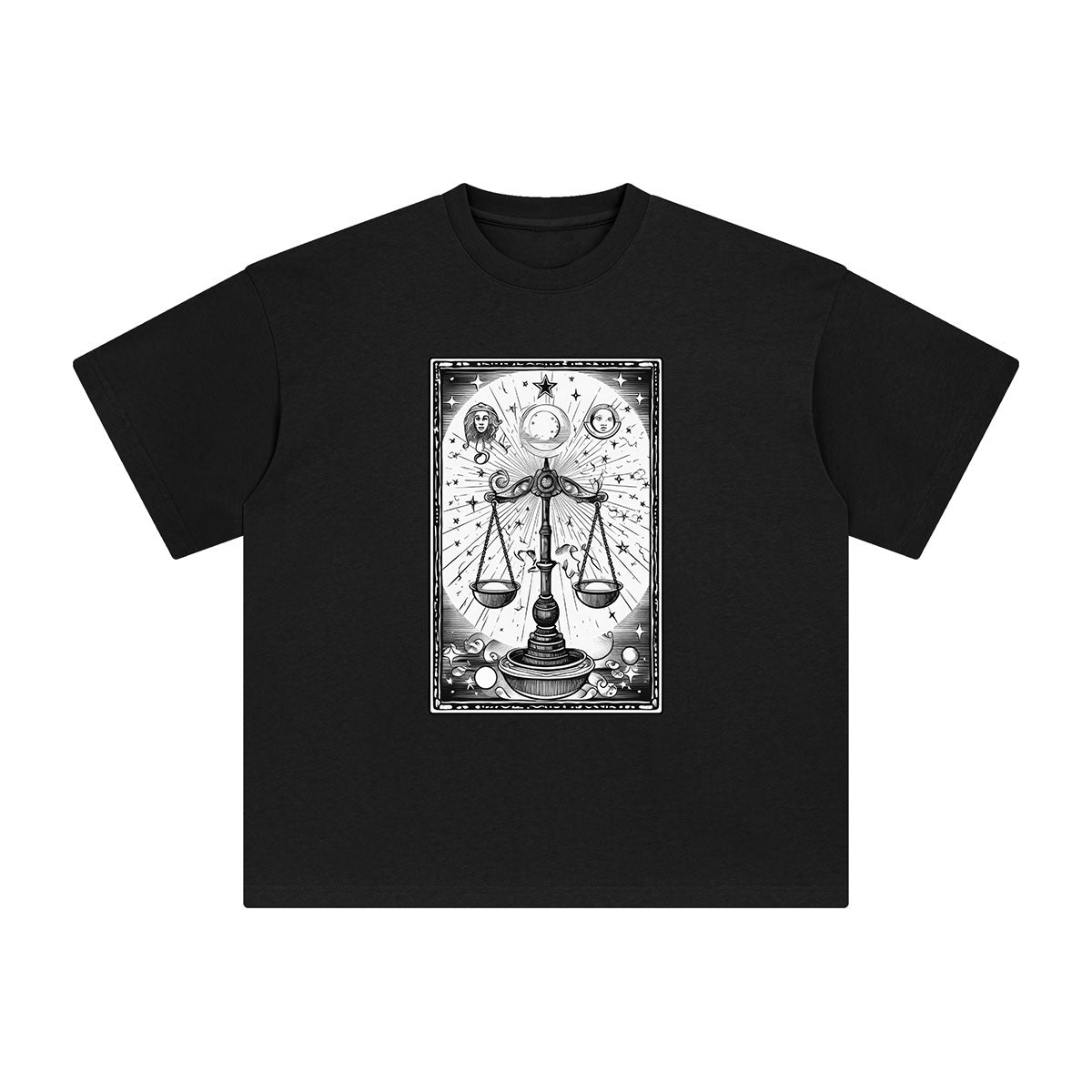 Universe Libra Tarot Card Graphic Tee-INNBLAC Fashion Apparel