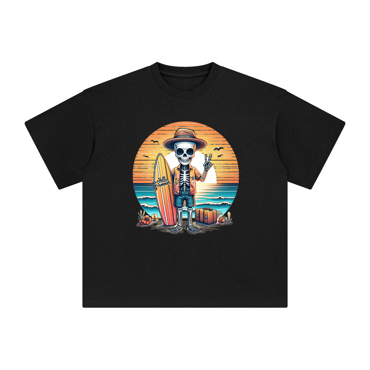 Summer Skeleton Graphic Tee-INNBLAC Fashion Apparel