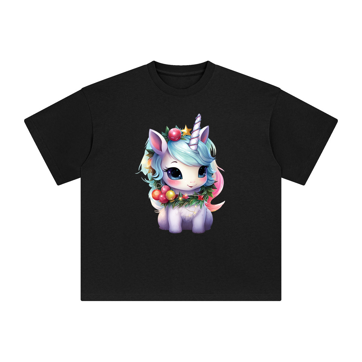 Pastel Christmas Baby Unicorn Graphic Tee-INNBLAC Fashion Apparel