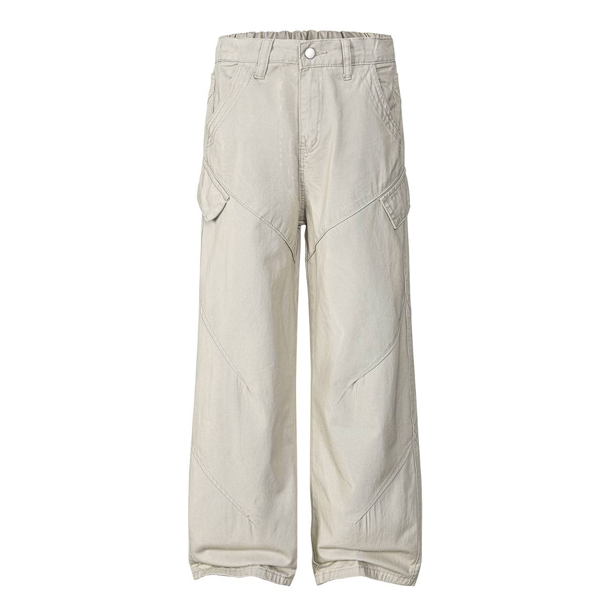 Washed Solid Wide Relaxed Workwear Pants