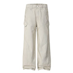 Washed Solid Wide Relaxed Workwear Pants