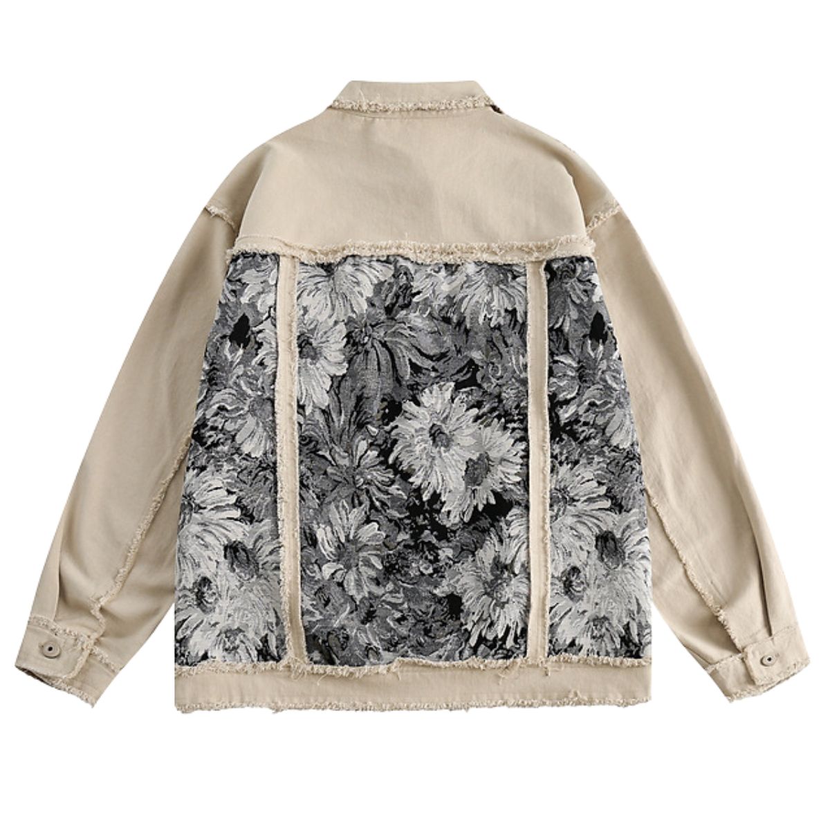 Vintage Ink-Style Patchwork Denim Jacket