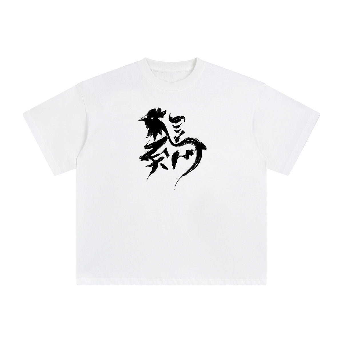 Chinese Character Chicken Graphic Tee-INNBLAC Fashion Apparel