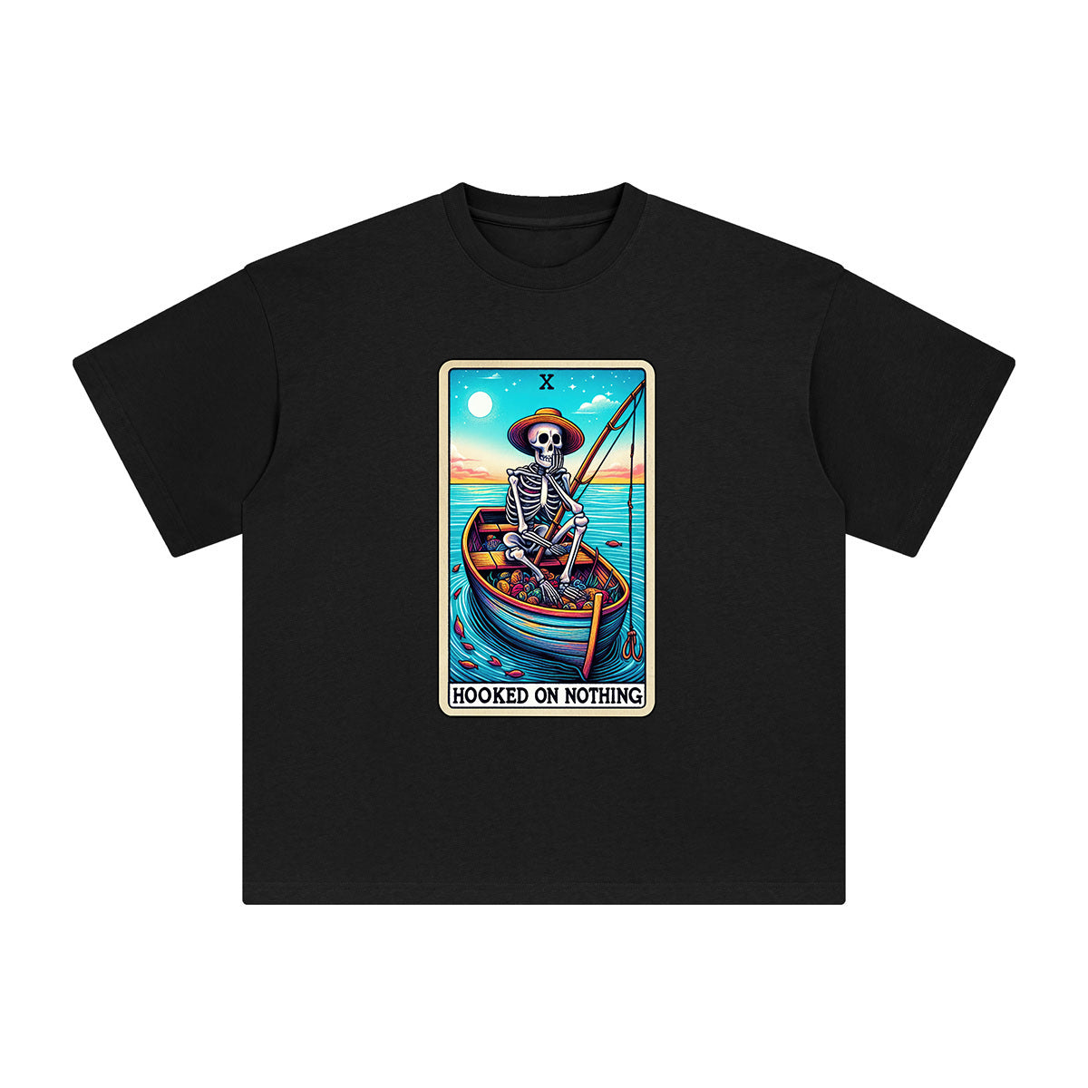Skeleton Fishing Graphic Tee-INNBLAC Fashion Apparel