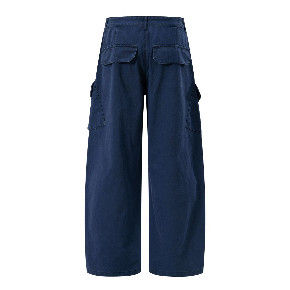 Deconstructed Curved Wide‑Leg Cargo Pants