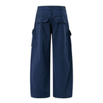 Deconstructed Curved Wide‑Leg Cargo Pants