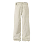 Washed Solid Baggy Wide Leg Workwear Pants