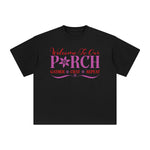 Welcome To Our Porch Gather Chat Repeat Graphic Tee-INNBLAC Fashion Apparel