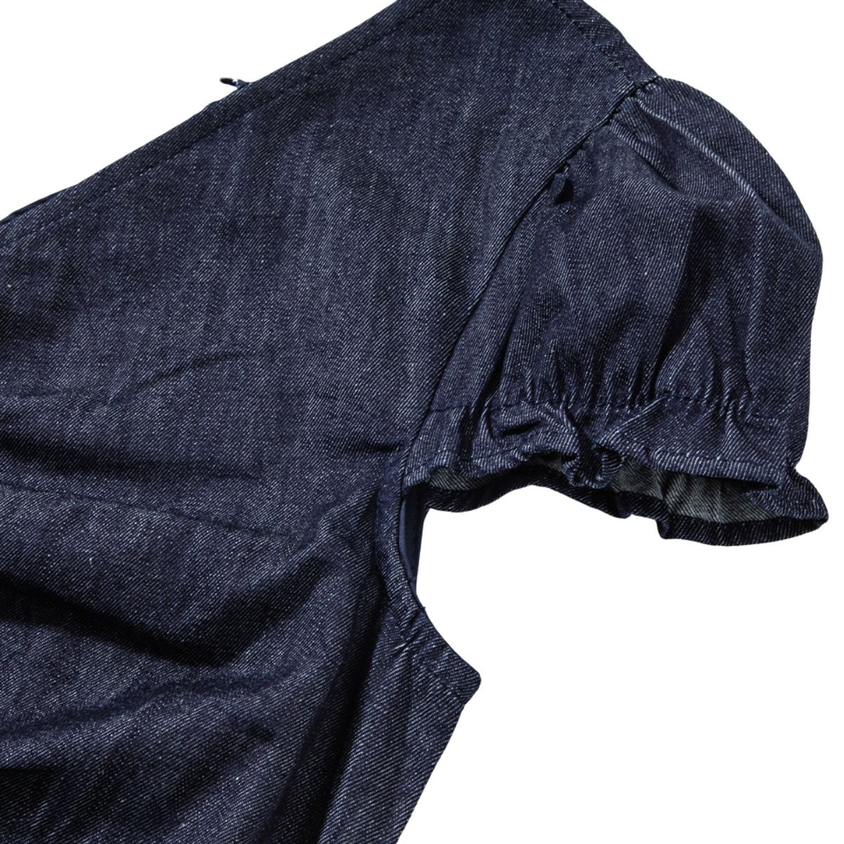 Puff sleeve Smocked Denim Midi Dress