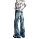 Vintage Stone Wash Relaxed Straight Leg Denim Jeans