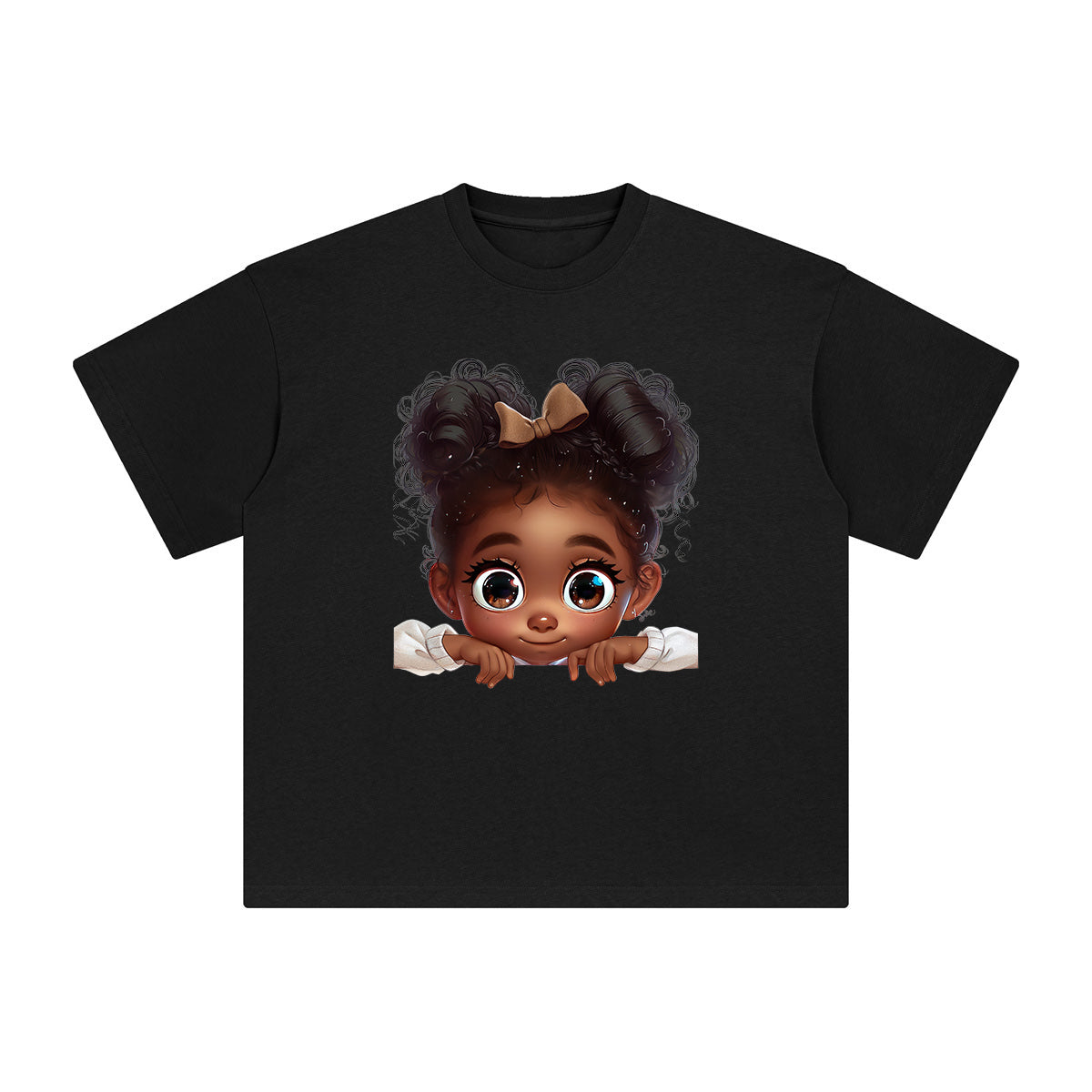 Peeking Boo Girl Graphic Tee-INNBLAC Fashion Apparel