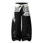 Y2K Star Mesh Layered Spliced Lace Baggy Wide-Leg Jeans