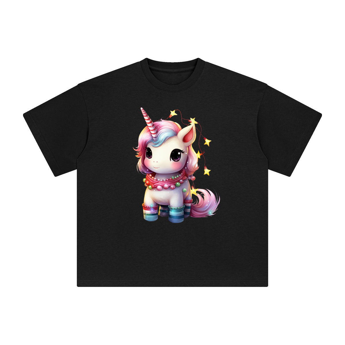 Pastel Christmas Baby Unicorn Graphic Tee-INNBLAC Fashion Apparel