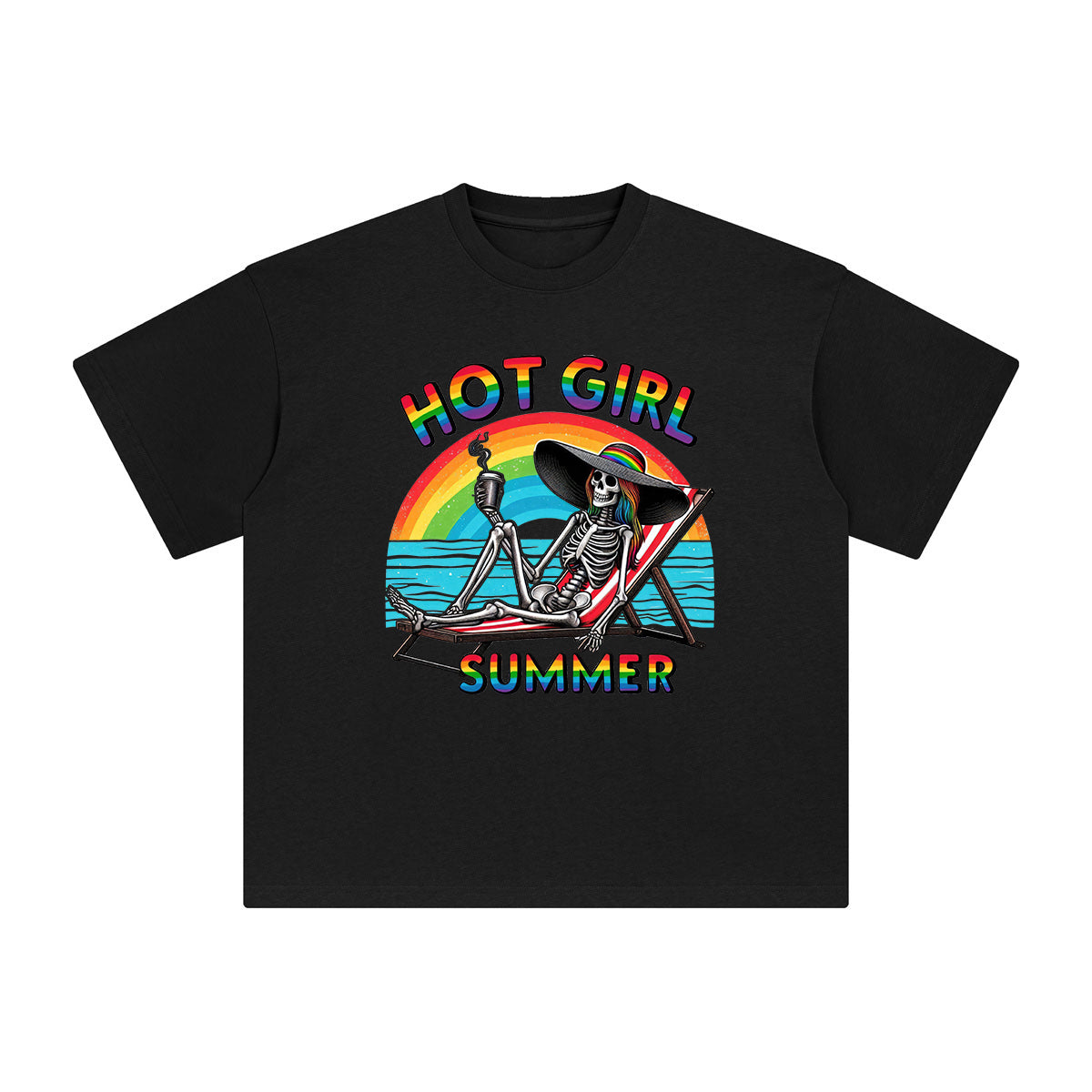 Skeleton Hot Girl Summer Graphic Tee-INNBLAC Fashion Apparel