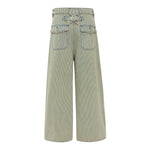 Vintage Patchwork Appliqué Wide-Leg Curved Barrel Jeans