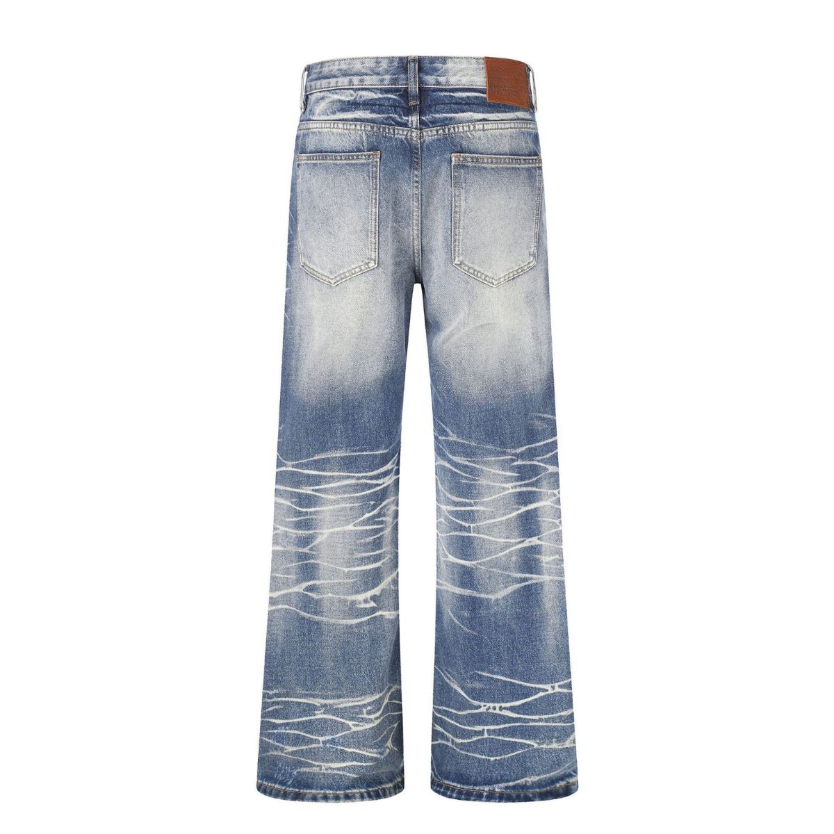 Ripped Lightning Pattern Micro Flare Vintage Denim Jeans