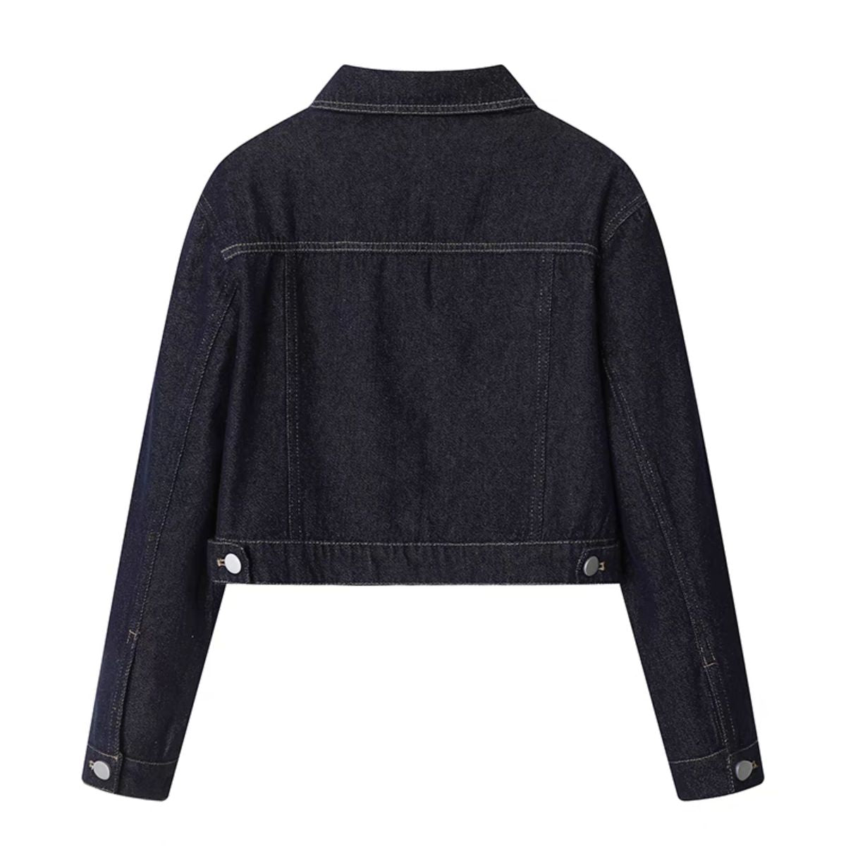 Long-Sleeve Boxy Cropped Denim Jacket