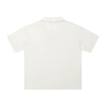 Retro Boxy Wool Blend Seagull Collar Polo Shirt