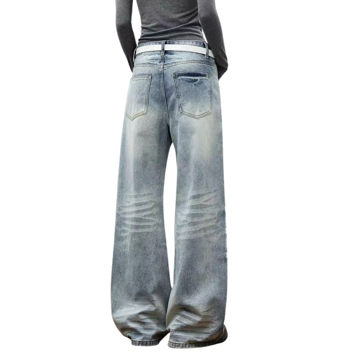 Vintage Washed Wide Leg Bootcut Denim Jeans