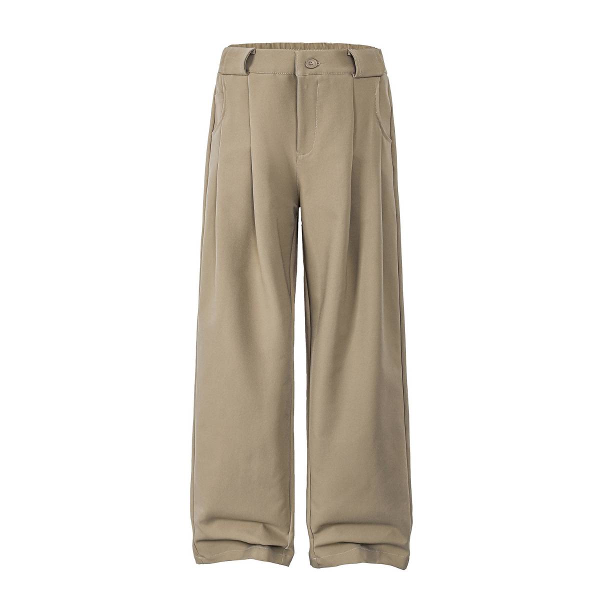 Premium Plain Pleated Seam Drape Wide Fit Stretch Pants