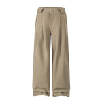Premium Plain Pleated Seam Drape Wide Fit Stretch Pants