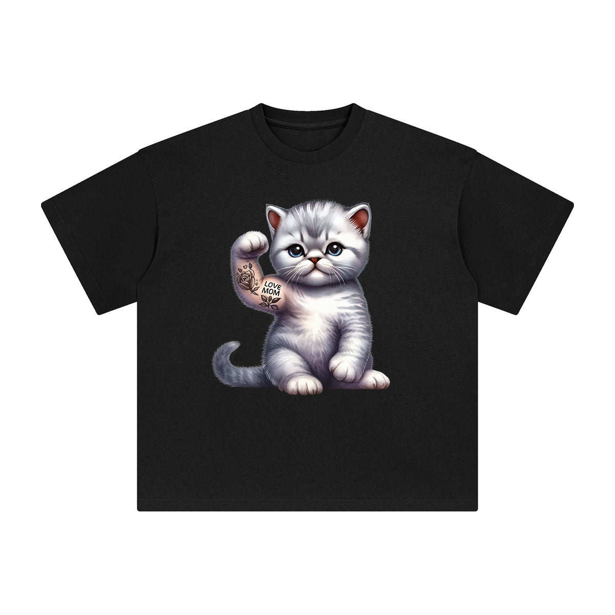 British Shorthair Flexes Muscles Graphic Tee-INNBLAC Fashion Apparel
