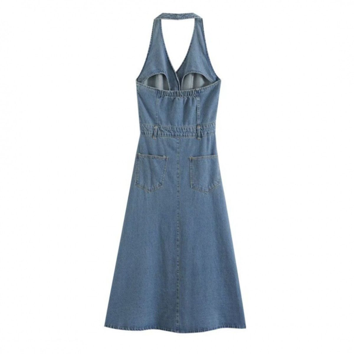 Falda vaquera con bordado de perlas y lavado vintage