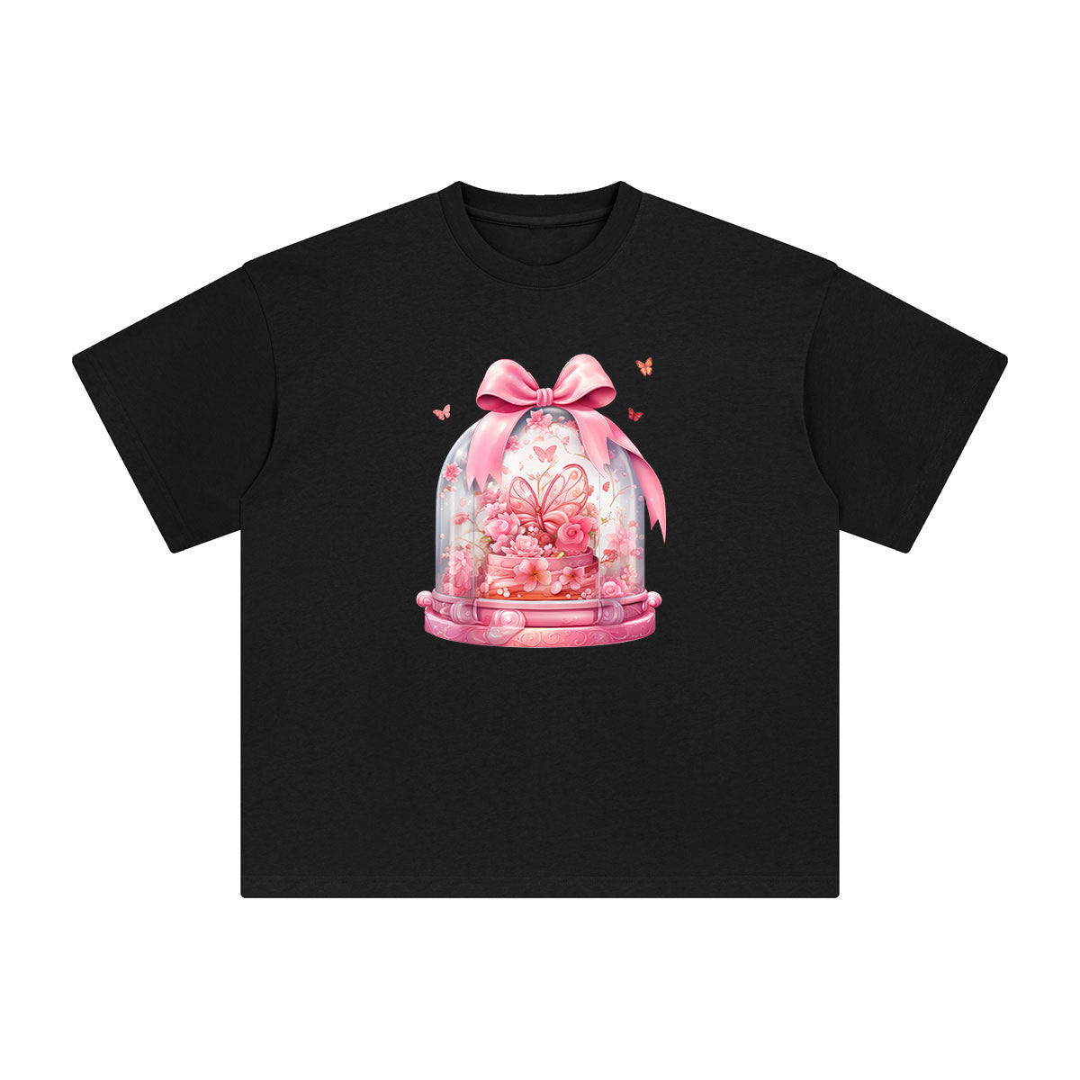 Valentine Bow Globe Graphic Tee-INNBLAC Fashion Apparel