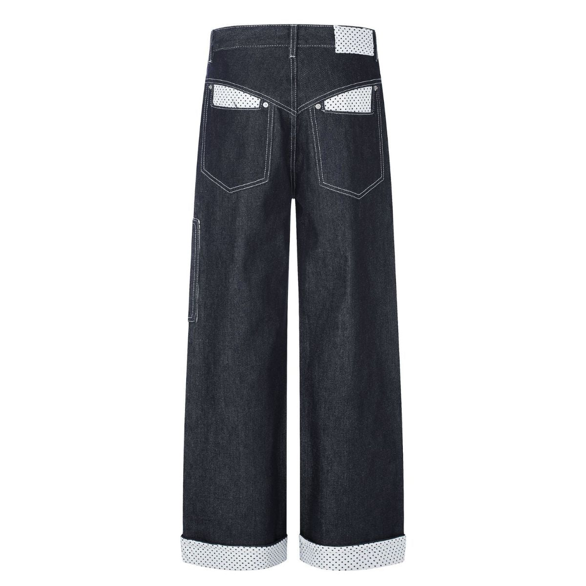 Paneled Pocket Decor Relaxed Raw Denim Jeans