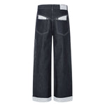 Paneled Pocket Decor Relaxed Raw Denim Jeans