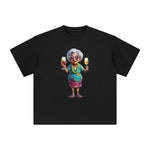 Grandma Drinking Wine Graphic Tee-INNBLAC Fashion Apparel