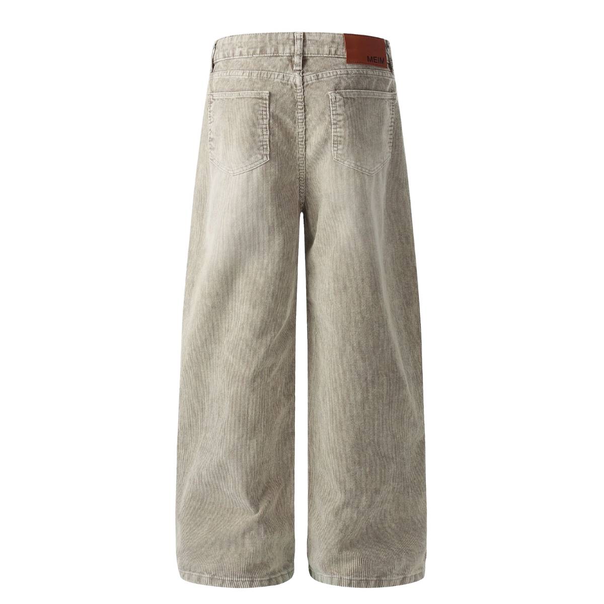 Retro Washed Corduroy Baggy Straight-Leg Pants