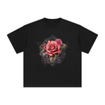 Gothic Spiderweb & Red Roses Graphic Tee-INNBLAC Fashion Apparel