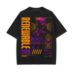 Synth Streetwear Brutalism Graphic Stone Wash Tee-INNBLAC Fashion Apparel