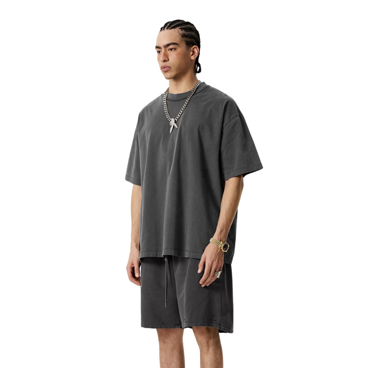 Vintage Wash Reverse Destructive T Shirt 8oz