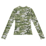 Star Camo Cropped Slim Fit Long Sleeve Layering Base Top