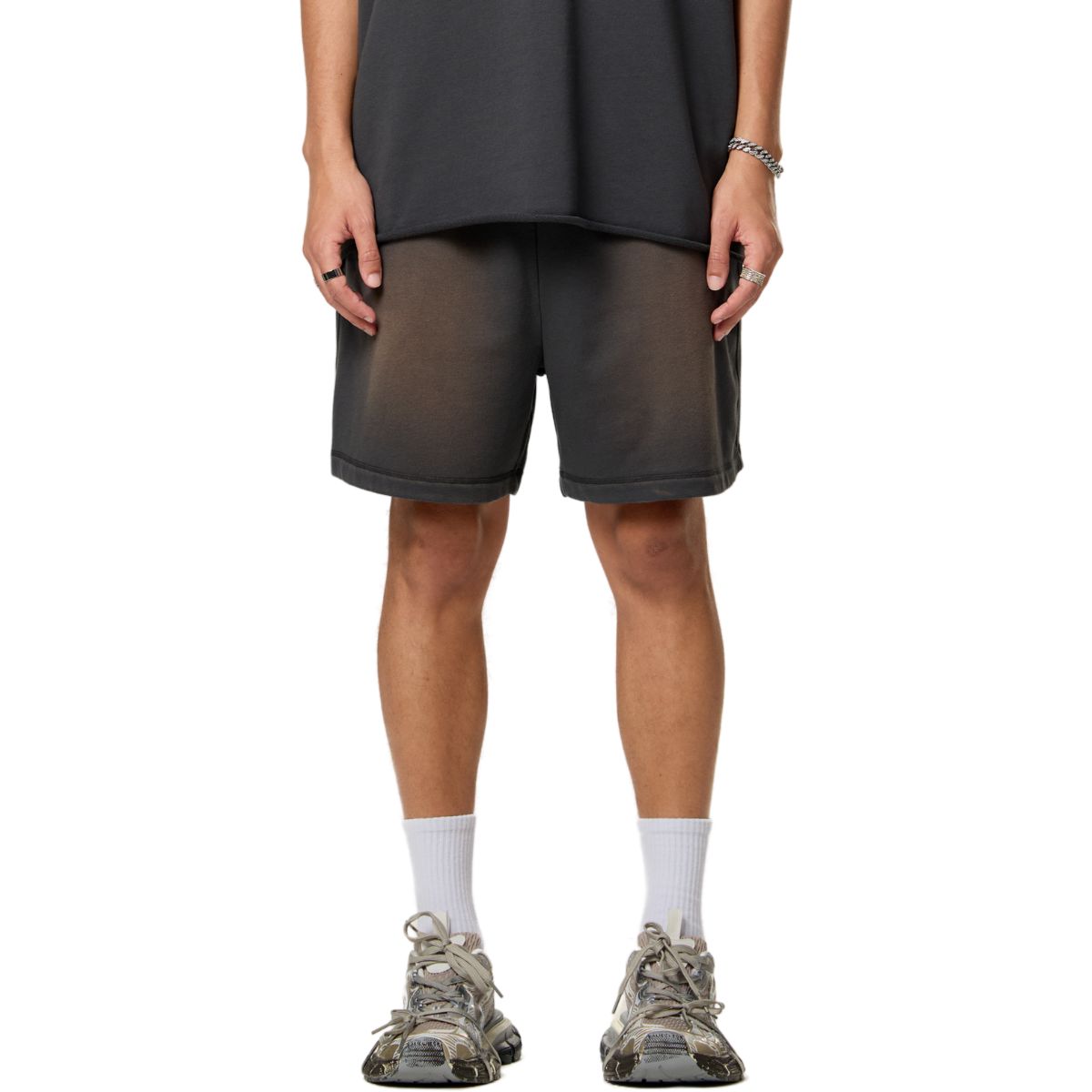 Pantalones cortos lavados con tinte en aerosol de peso pesado