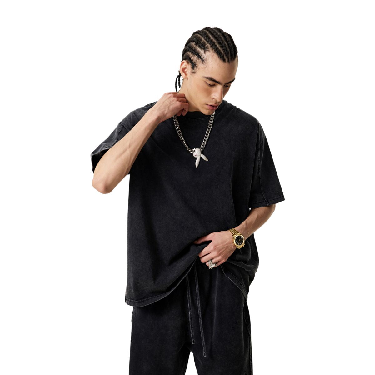 Camiseta holgada con lavado vintage de 8 oz