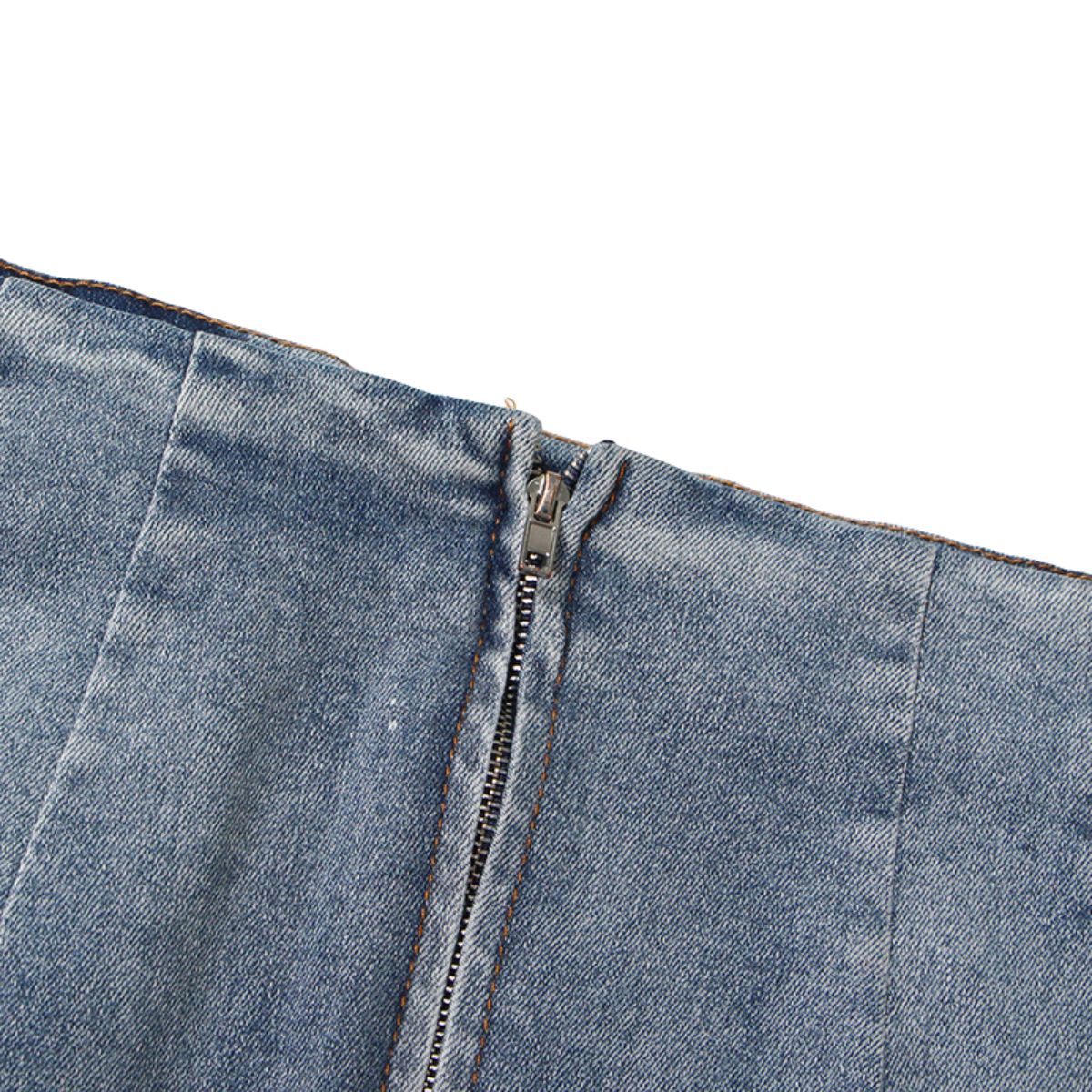 Raw Hem Ombré Washed Denim Maxi Skirt