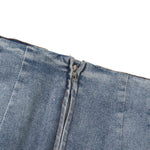 Raw Hem Ombré Washed Denim Maxi Skirt